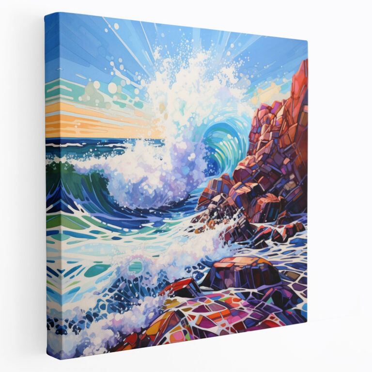 Seascape Canvas Print - Waves Crashing Against Rocks - Seascape, Home Decoration, Canvas, Canvas Wall Art