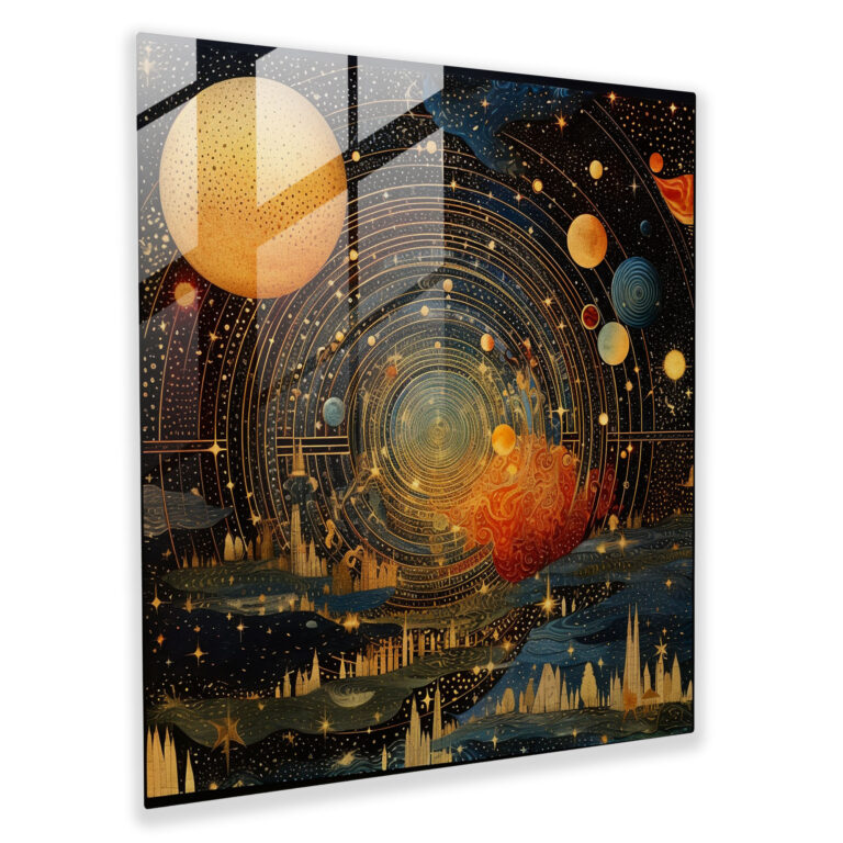 Celestial Mosaic Glass Print - Star Map, Glass Wall Art, Collage, Star Map