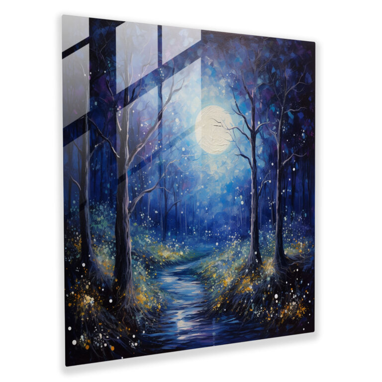 Starry Forest Glass Print - Star Map, Serene Atmosphere, Sparkling Stars, Nature-Inspired