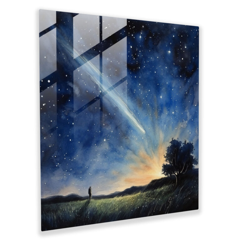 Starry Night Glass Print - Star Map, Shooting Stars, Glass Wall Art, Wall Decoration