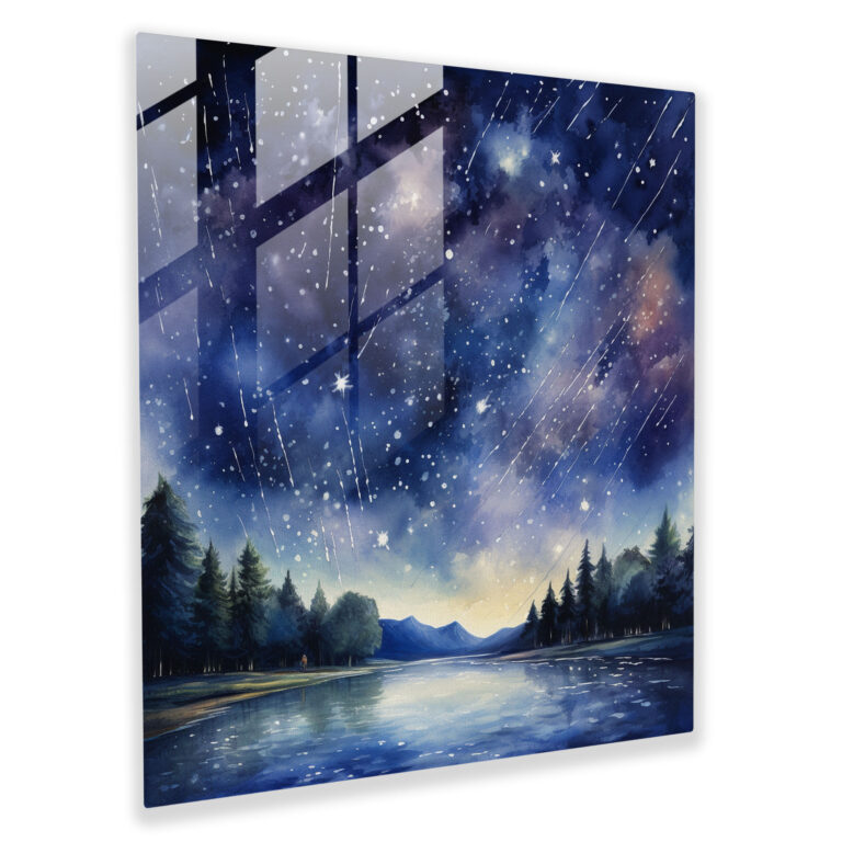 Celestial Dreams Glass Print - Star Map, Wall Decoration, Star Map, Midnight Sky