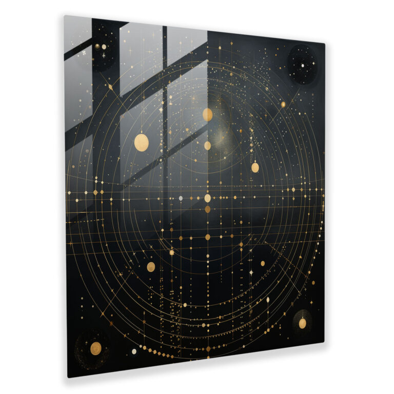 Celestial Geometry Glass Print - Star Map, Geometric Shapes, Fusion, Star Map