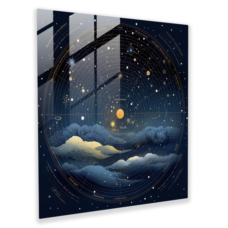Starry Night Sky Glass Print - Star Map, Home Decoration, Constellations, Wall Decoration