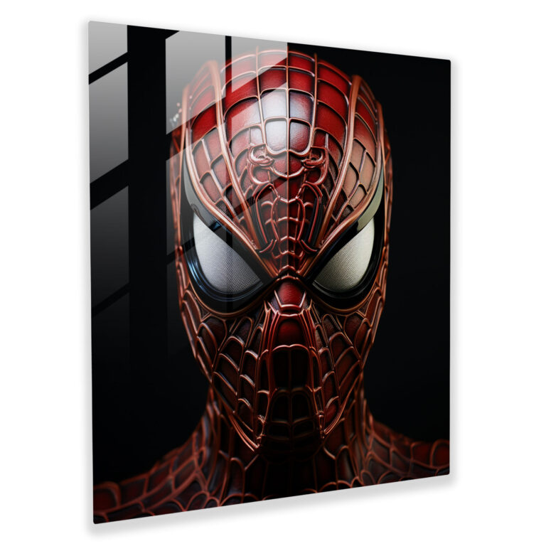 Spider-Man Mask Glass Print - Spider Man, Intricate Pattern, Glass Art, Modern Art
