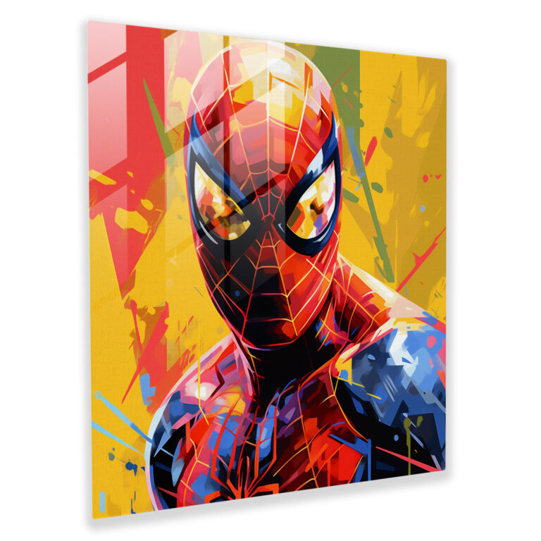 Spider-Man Pop Art Glass Print - Spider Man, Glass Print, Spider-Man, Vibrant Color Palette