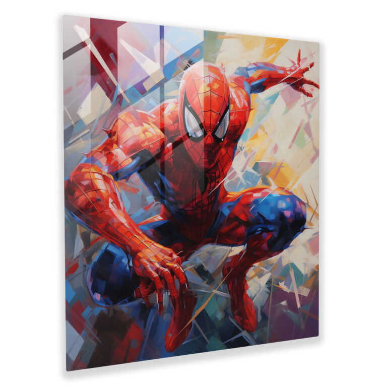 Spider-Man Abstract Geometric Glass Print - Spider Man, Glass Print, Glass Art, Spider-Man