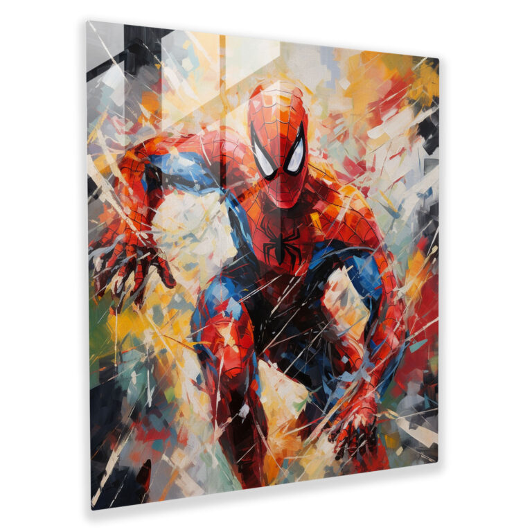 Spider-Man Abstract Impressionist Glass Print - Spider Man, Glass Art, Glass Print, Vibrant Colors