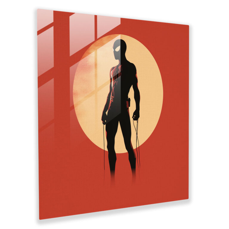 Minimalist Spider Man Glass Print - Spider Man, Modern Art, Home Decoration, Glass Art
