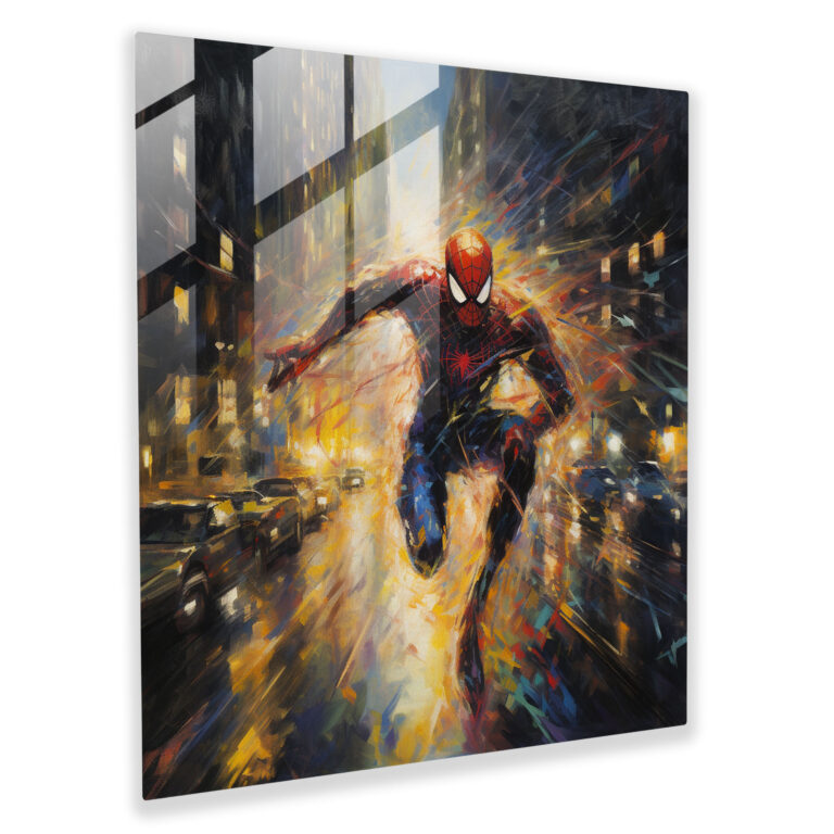 Dreamlike Spider Man Glass Print - Spider Man, Modern Art, Wall Decoration, Glass Art