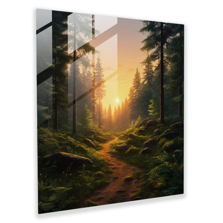 Peaceful Forest Sunrise Glass Print - Sunrise, Glass Wall Art, Peaceful, Glass Print