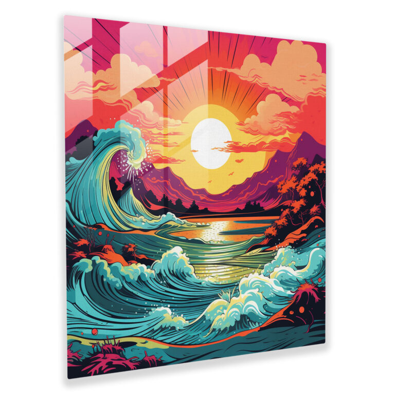 Vibrant Pop Sunrise Glass Print - Sunrise, Glass Print, Bold Colors, Modern Art