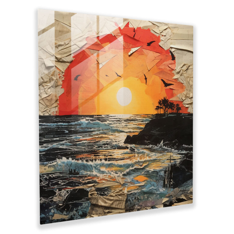 Newspaper Sunrise Glass Print - Sunrise, Glass Art, Home Decoration, Wall Decoration