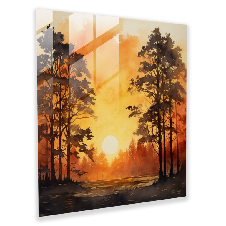 Golden Dawn Glass Print - Sunrise, Home Decoration, Sunrise, Modern Art