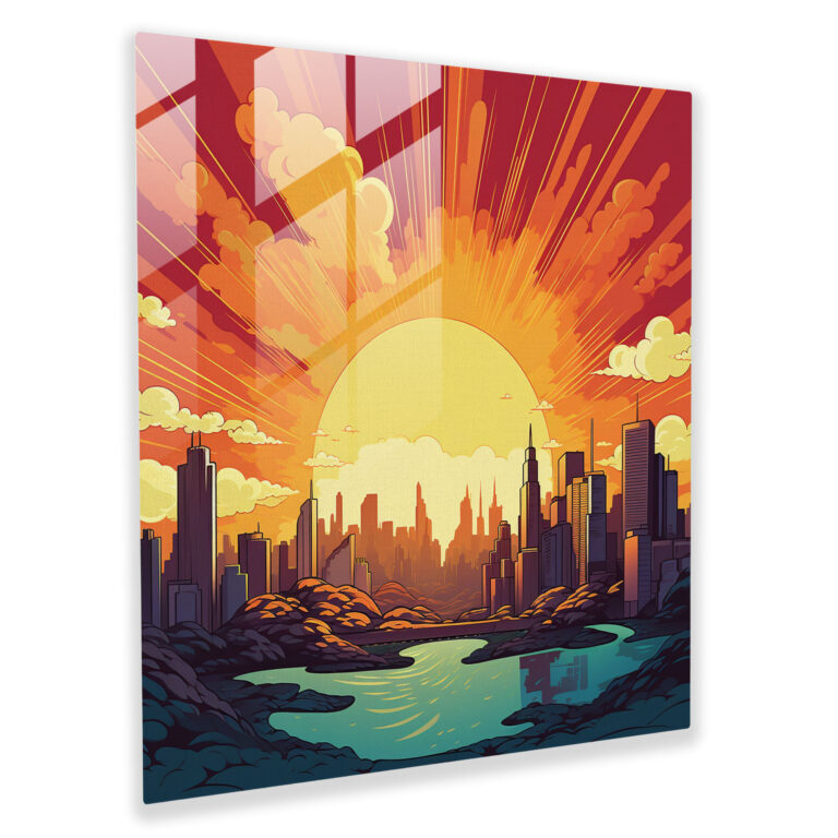 Sunrise Cityscape Glass Print - Sunrise, Glass Print, Energy, City Skyline