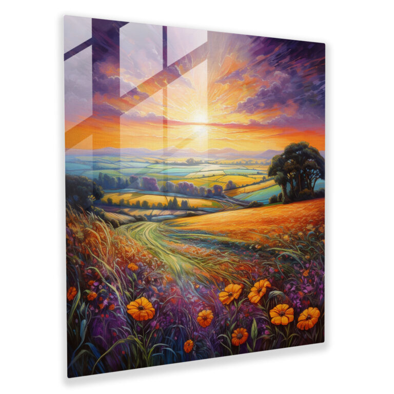 Sunrise Glass Print - Countryside Serenity - Sunrise, Glass Print, Glass Wall Art, Glass Art