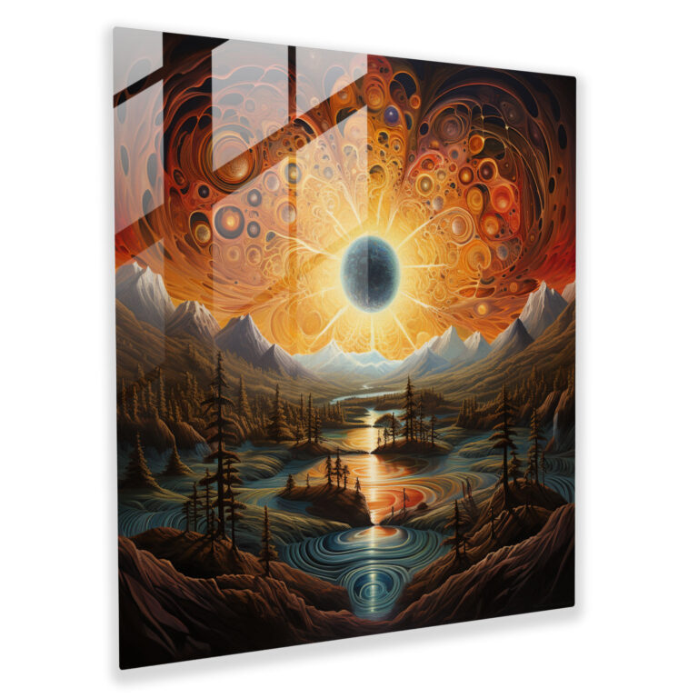 Dreamlike Sunrise Glass Print - Sunrise, Wonder, Imagination, Floating Sun