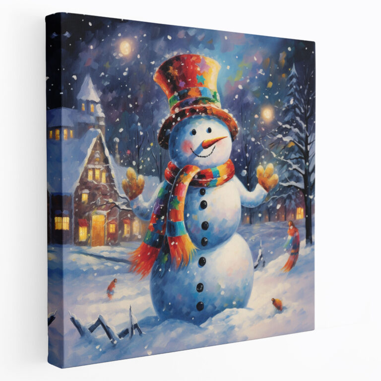 Winter Wonderland Snowman Canvas Print - Snowman, Playful, Canvas Print, Wall Decoration