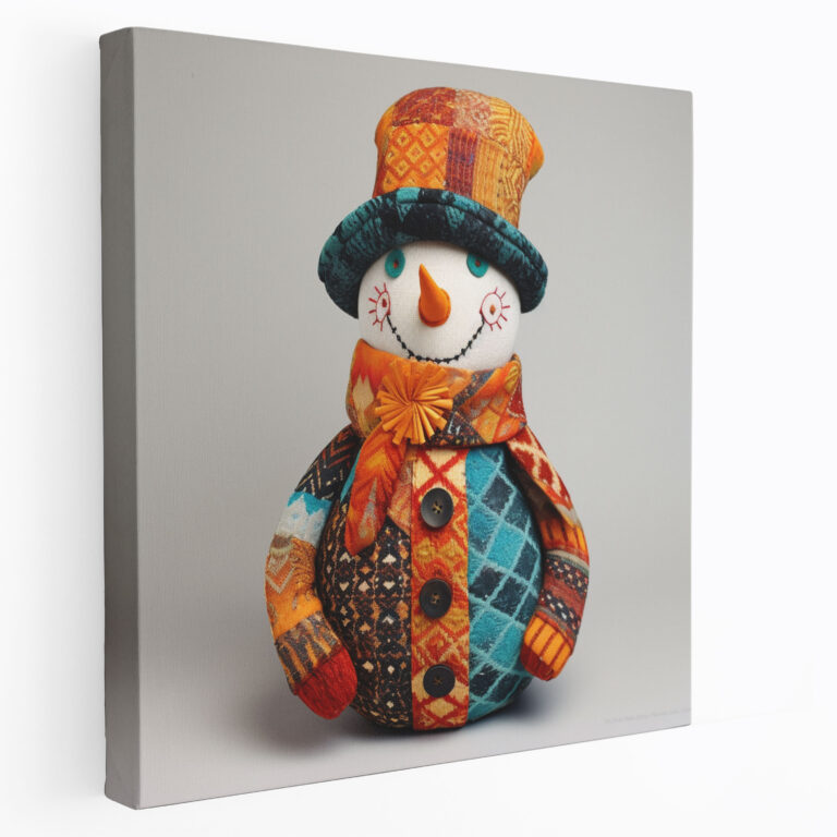 Snowman Fabric Canvas Print - Snowman, Winter, Canvas Print, Fabric