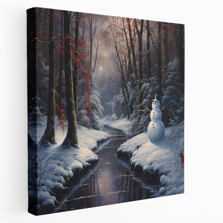 Snowman Forest Wall Art - Snowman, Wall Decoration, Peaceful, Canvas Wall Art
