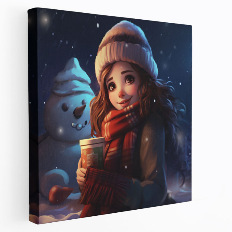 Snowman Starry Night Canvas Print Wall Art - Snowman, Snowman, Wall Decoration, Warmth