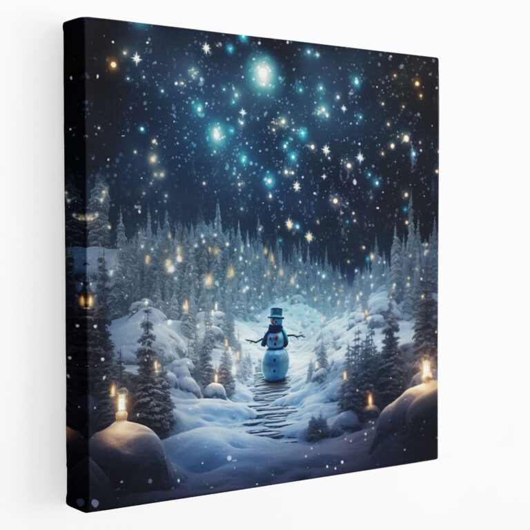 Starlit Snowman Wall Art - Snowman, Canvas Print, Wall Decoration, Snowman Art