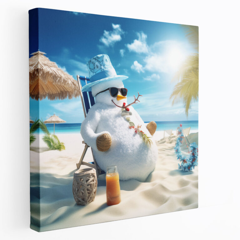 Snowman Beach Vibes Wall Art - Snowman, Snowman Art, Home Decoration, Wall Decoration