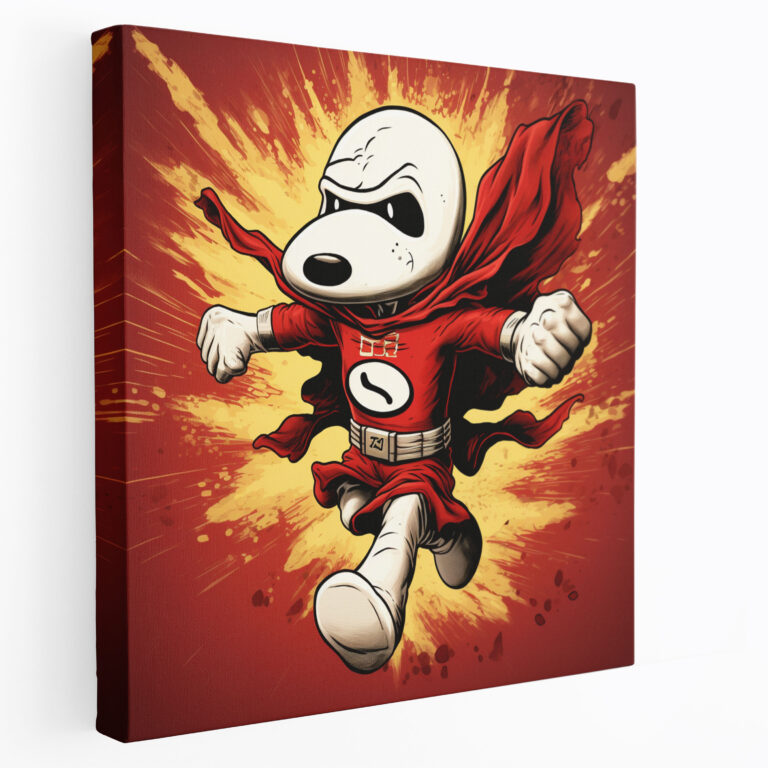 Snoopy Superhero Canvas Print - Snoopy, Snoopy Canvas Print, Comic Book Style, Canvas Wall Art