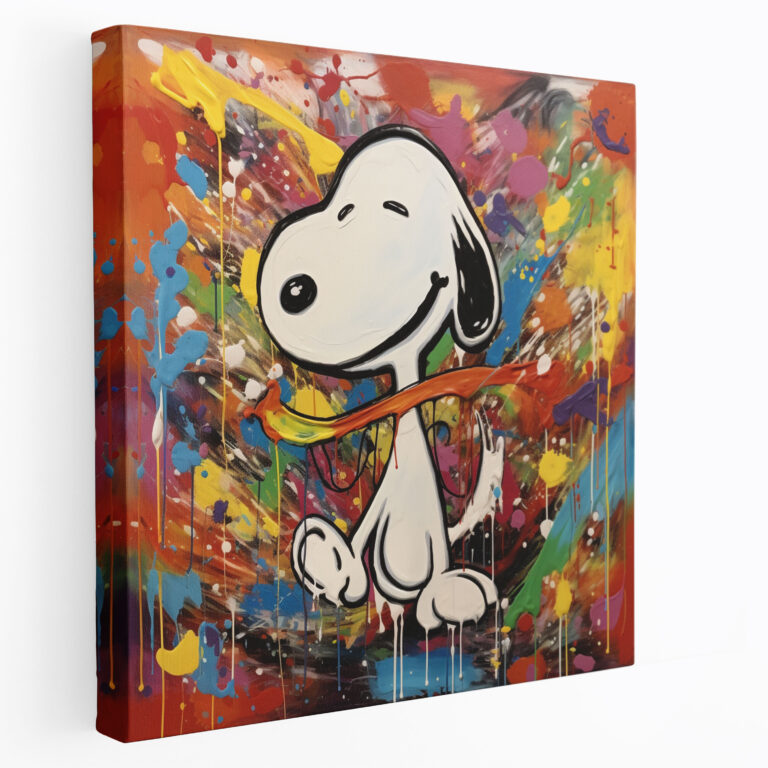 Abstract Snoopy Canvas Print - Modern Wall Art - Snoopy, Fluid Brush Strokes, Home Decoration, Snoopy