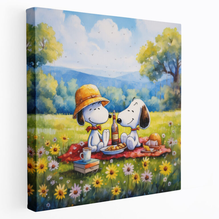 Snoopy Watercolor Canvas Print - Picnic Wall Art - Snoopy, Canvas Print, Canvas, Home Decoration
