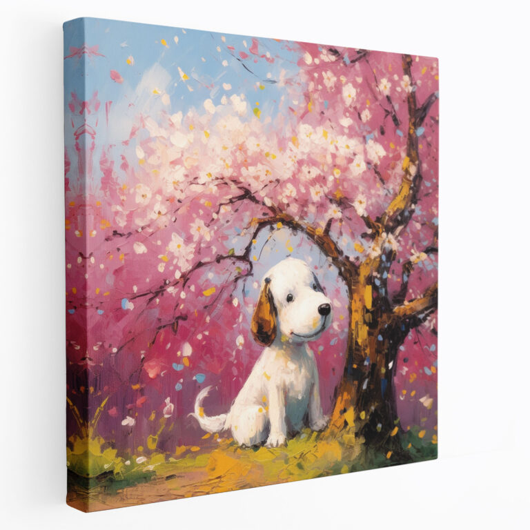 Snoopy Cherry Blossom Canvas Print - Impressionist Wall Art - Snoopy, Snoopy, Serenity, Canvas Print