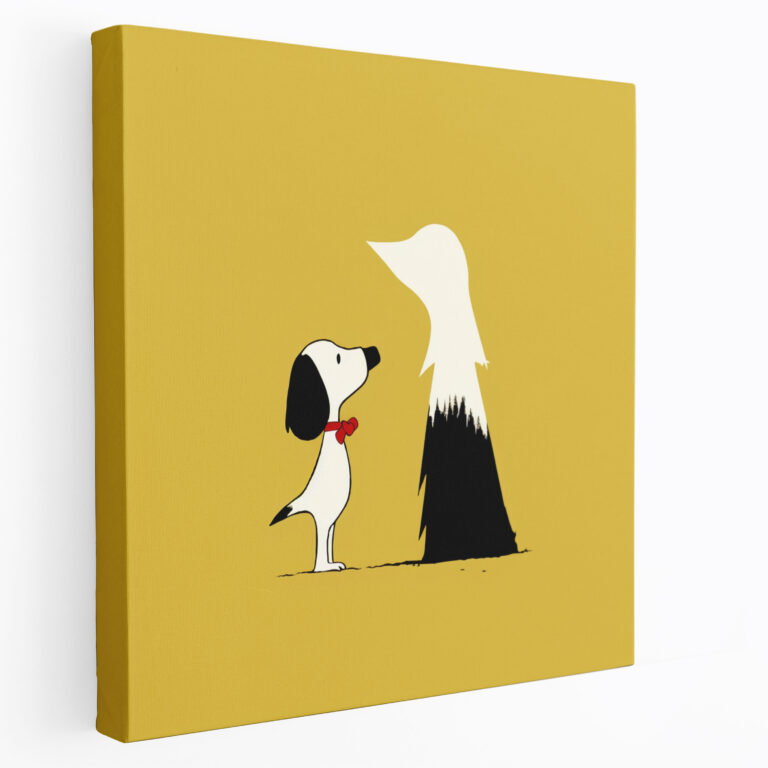 Snoopy Wall Art - Snoopy, Snoopy, Monochrome Background, Minimalist Silhouette
