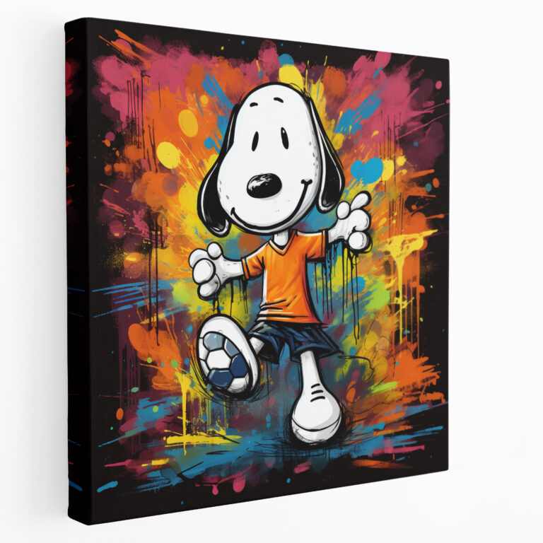 Snoopy Canvas Print - Soccer Ball Wall Art - Snoopy, Home Decoration, Vibrant, Energetic