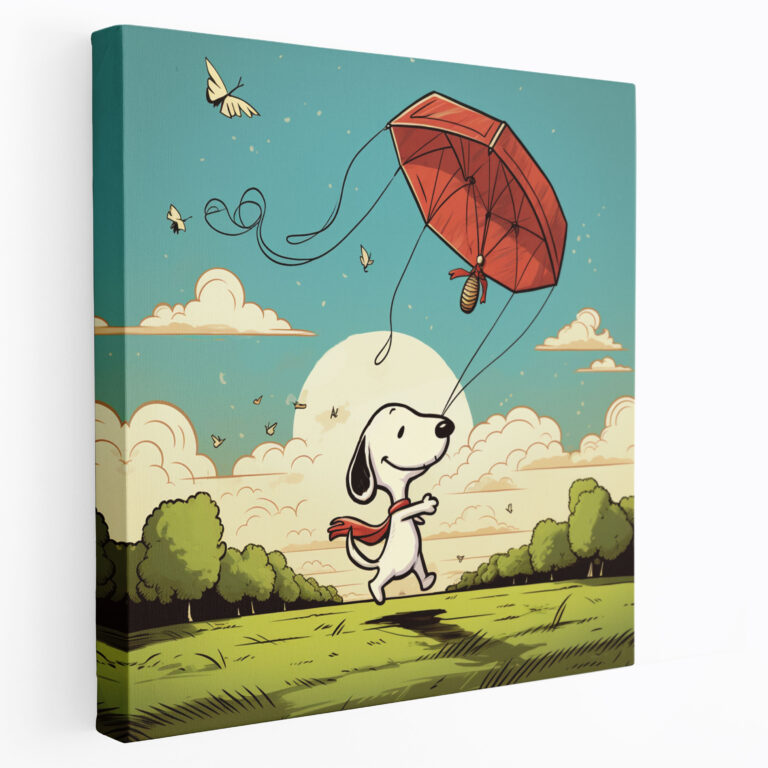 Snoopy Wall Art - Kite Flying Canvas Print - Snoopy, Canvas Print, Kite, Retro