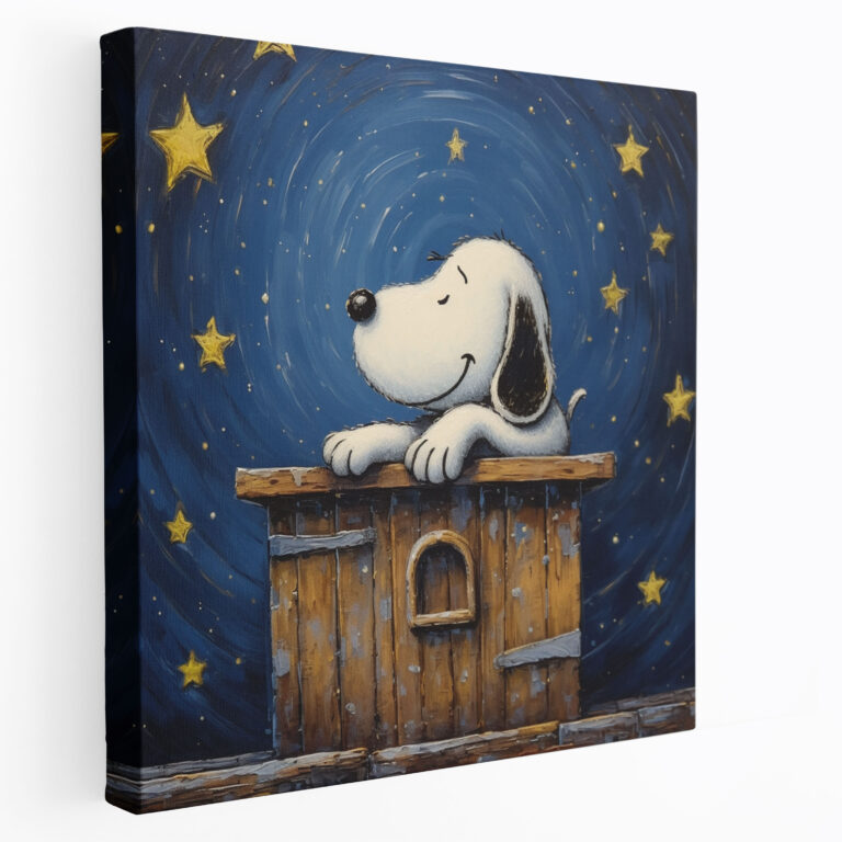 Snoopy Canvas Print - Starry Night Wall Art - Snoopy, Wall Art, Canvas Wall Art, Starry Night