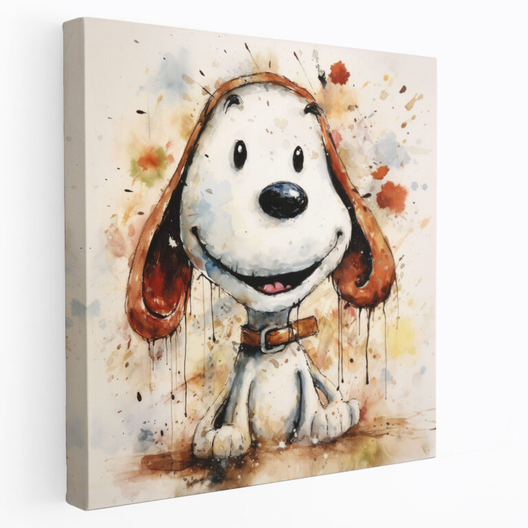 Snoopy Canvas Print - Charming Watercolor Wall Art - Snoopy, Wall Decoration, Canvas Print, Watercolor Portrait