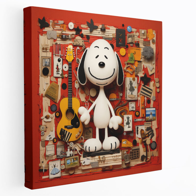Snoopy Canvas Print - Quirky Collage Wall Art - Snoopy, Canvas Wall Art, Quirky Snoopy Collage, Iconic Poses And Expressions