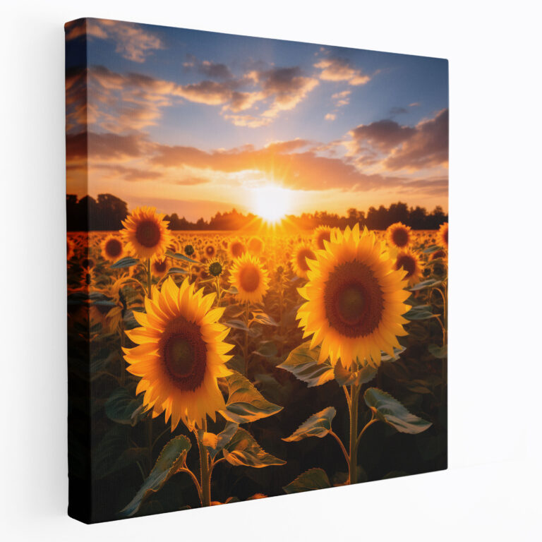 Sunrise Wall Art - Sunflower Field Canvas Print - Sunrise, Canvas Print, Positivity, Sunflowers