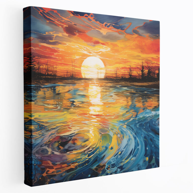 Sunrise Wall Decoration - Abstract Reflection Canvas Print - Sunrise, Canvas Wall Art, Mixed Media, Sunrise