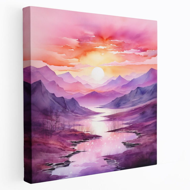 Sunrise Wall Art - Vibrant Pink And Purple Watercolor - Sunrise, Home Decoration, Vibrant Colors, Wall Decoration