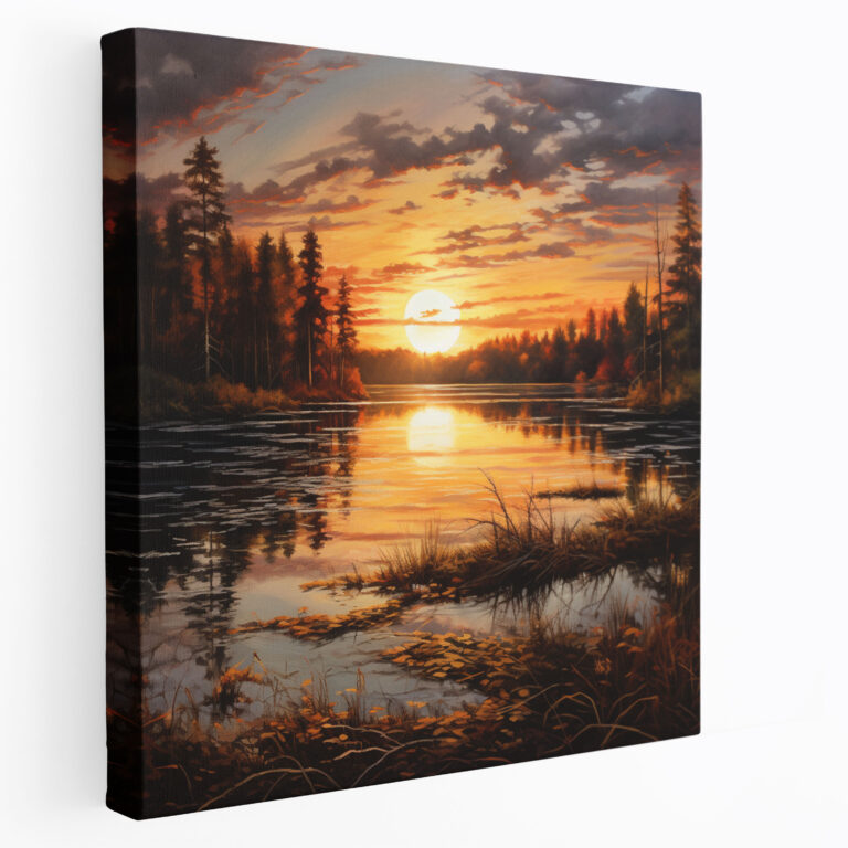 Sunrise Wall Art - Realistic Acrylic Lake Painting - Sunrise, Lake, Canvas Wall Art, Wall Decoration