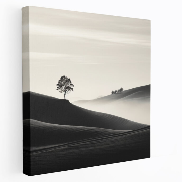 Sunrise Canvas Print - Minimalist Black And White Photography - Sunrise, Rolling Hills, Wall Art, Minimalist Photography