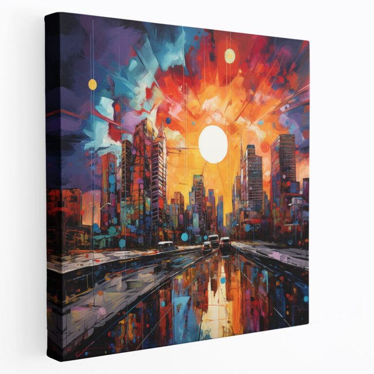 Sunrise Wall Decoration - Vibrant Contemporary Cityscape - Sunrise, Wall Art, Canvas Print, Canvas