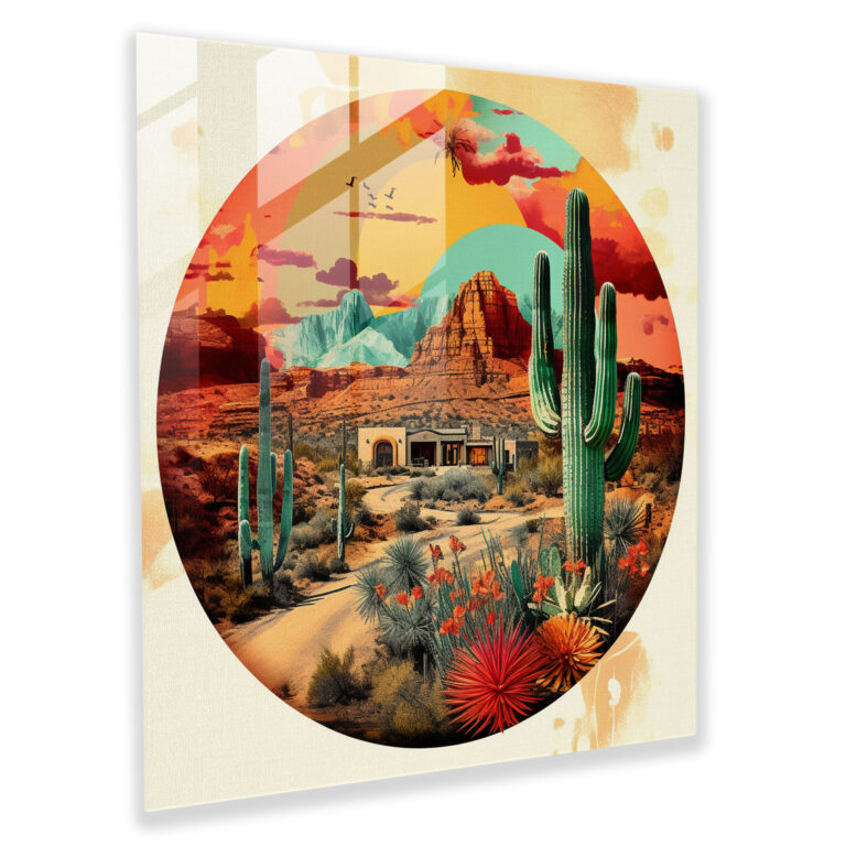 Southwest Harmony - Glass Print - Southwest, Wall Decoration, Digital Collage, Glass Print