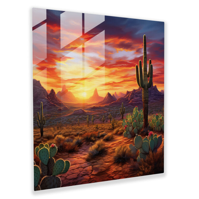 Southwest Cactus Glass Print - Southwest, Southwestern Sunset, Home Decoration, Glass Print