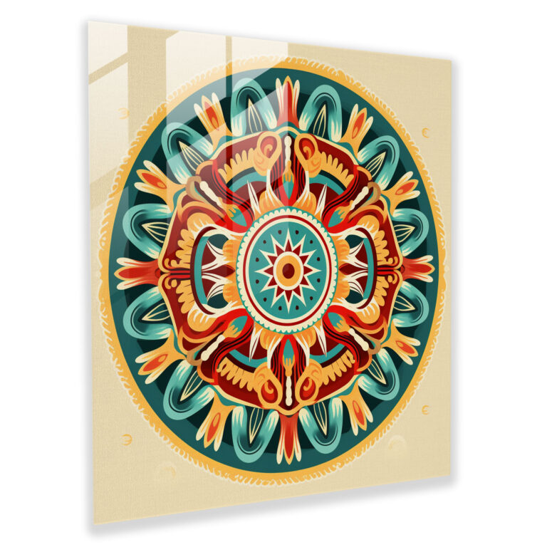 Southwest Mandala Glass Print - Southwest, Southwest Pottery, Glass Art, Modern Art