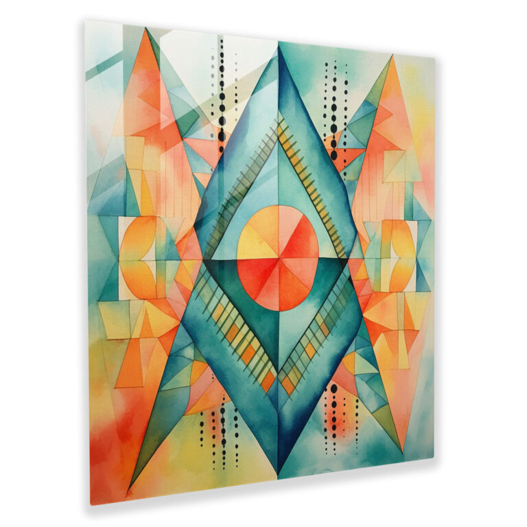 Navajo-Inspired Glass Wall Art - Southwest, Southwest, Home Decoration, Abstract Watercolor Artwork