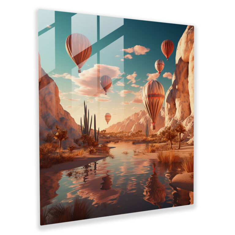 Southwest Oasis Glass Print - Southwest, Surreal Digital Artwork, Glass Art, Southwest Oasis Glass Print