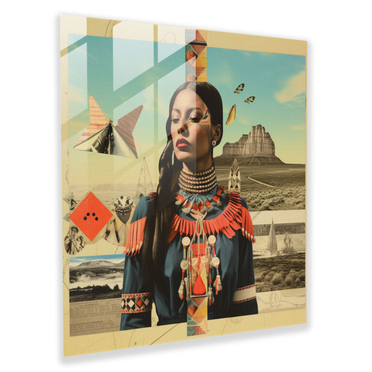 Southwest Culture Collage Glass Print - Southwest, Glass Wall Art, Wall Decoration, Home Decoration