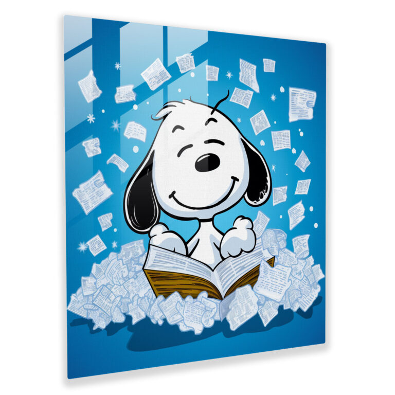Pop Art Snoopy Glass Print - Snoopy, Glass Print, Comic Book Speech Bubbles, Wall Decoration