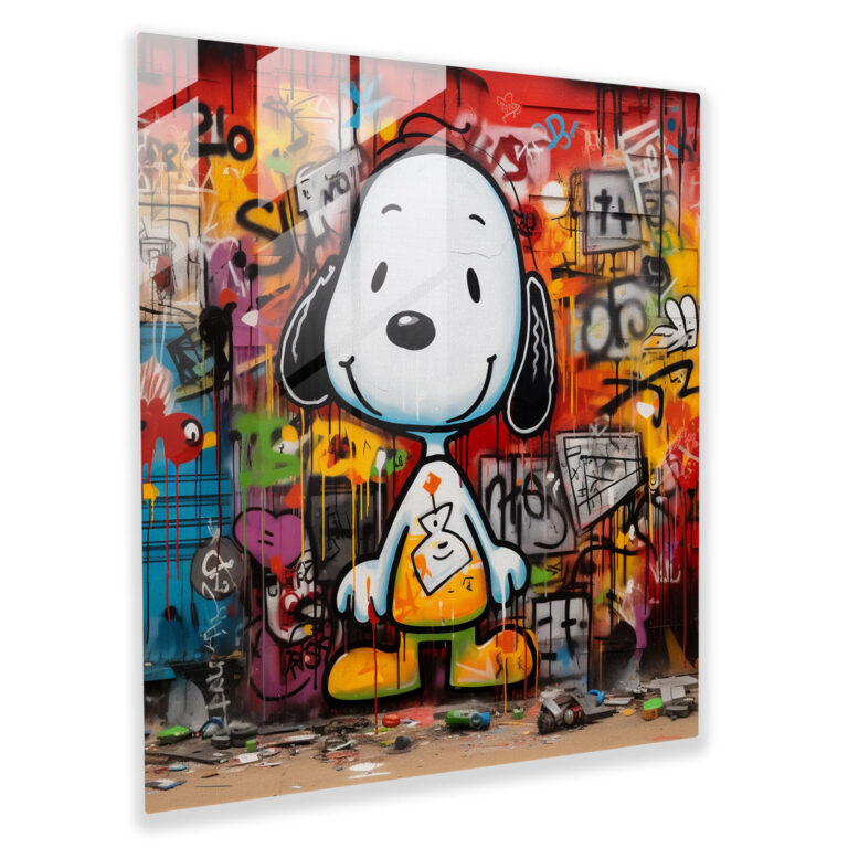 Graffiti Snoopy Glass Print - Snoopy, Glass Wall Art, Vibrant Elements, Home Decoration